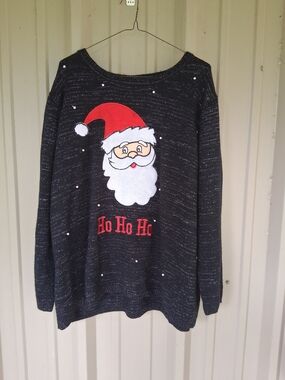 Women's Christmas Santa Claus  'Ho Ho Ho' Black Sweater Plus Size 4X 26W 28W
